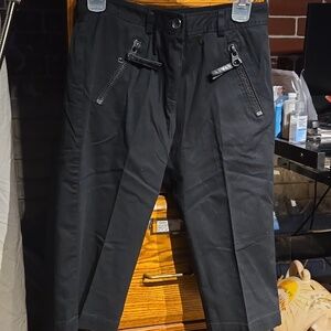 Margaret M ~ Black Women's Capris with Zip Pockets in Front